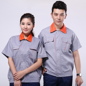 浅灰拼橘黄工作服AD057