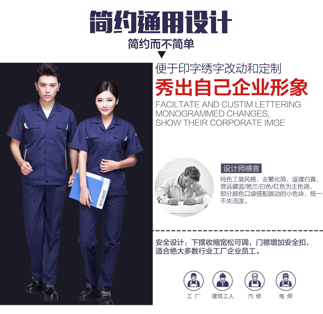 深兰色夏季工作服AD04-3(图5)