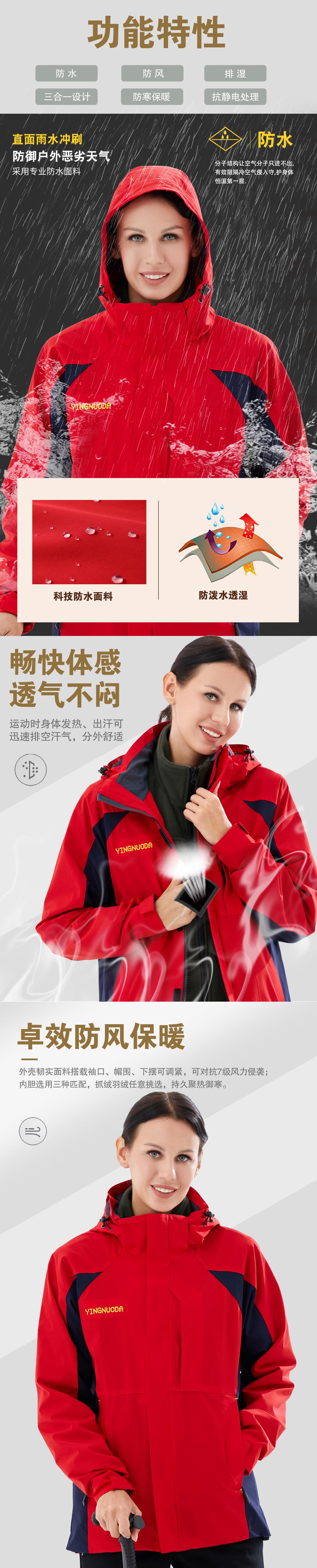 红拼黑色冲锋衣CFY1903-15(图2)
