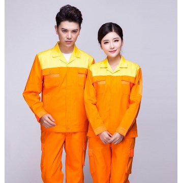 黄色拼橙色春秋工作服AC03-2