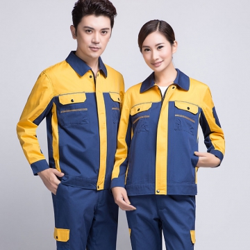 蟹青拼黄色春季工作服AC08-2