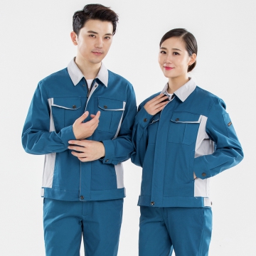湖蓝拼浅灰春季工作服AC17-2
