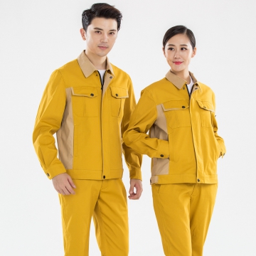 黄拼驼色秋季工作服AC17-4